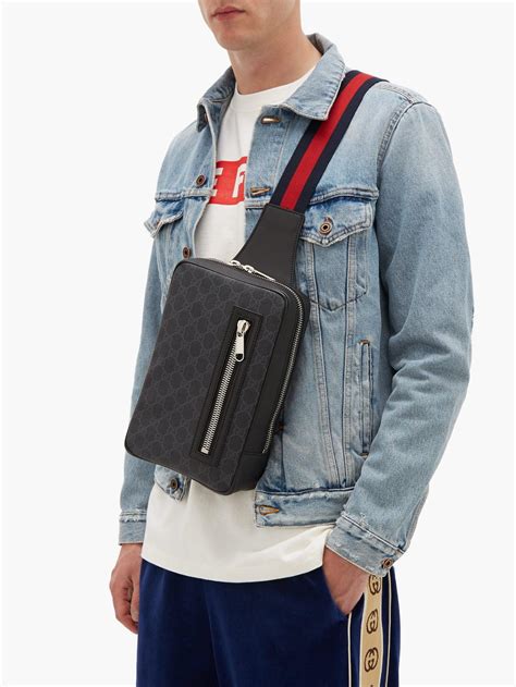 gucci pouch mens black|gucci crossbody bags men's.